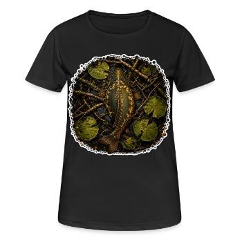 Verstecktes Karpfen-Karpfenfischen-Design - Frauen T-Shirt atmungsaktiv - Schwarz - Vorne - AI Model Female 172 light (172cm)