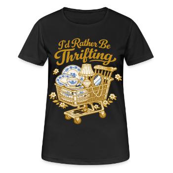 Ich suche lieber nach Flohmärkten und Vintage-Einkaufswagen - Frauen T-Shirt atmungsaktiv - Schwarz - Vorne - AI Model Female 172 light (172cm)