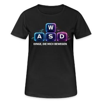 Dinge Die Mich Bewegen WASD PC Gamer - Frauen T-Shirt atmungsaktiv - Schwarz - Vorne - AI Model Female 172 light (172cm)