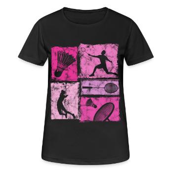 Badminton moves in vintage look with badminton - Women's Breathable T-Shirt - black - Front - AI Model Female 172 light (172cm)