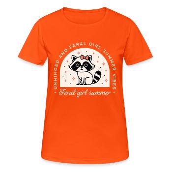 Feral girl summer raccoon - Women's Breathable T-Shirt - neon orange - Front - AI Model Female 172 dark (172cm)