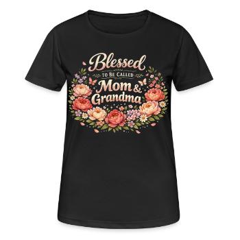 Mom & Grandma | Cadeau Maman et Mamie - T-shirt respirant Femme - noir - Devant - AI Model Female 172 light (172cm)