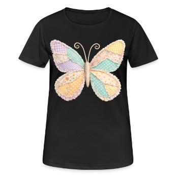 Schmetterling Patchwork Vintage Cottagecore - Frauen T-Shirt atmungsaktiv - Schwarz - Vorne - AI Model Female 172 light (172cm)