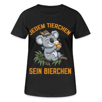 Jedem Tierchen sein Bierchen Koala Bär trinkt Bier - Frauen T-Shirt atmungsaktiv - Schwarz - Vorne - AI Model Female 172 light (172cm)