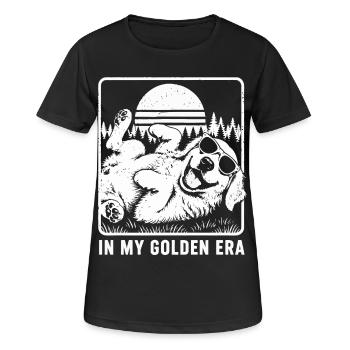 Golden Retriever Era Vintage | Chien Rétro Sunset - T-shirt respirant Femme - noir - Devant - AI Model Female 172 light (172cm)