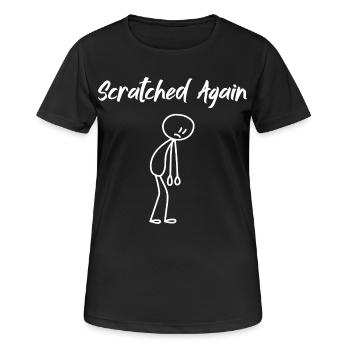 Scratched Again Humour Drôle | Design Minimaliste - T-shirt respirant Femme - noir - Devant - AI Model Female 172 light (172cm)