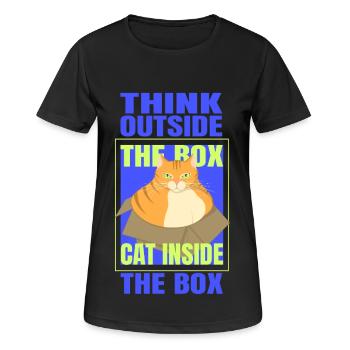 Denken Sie außerhalb der Box Katze in der Box - Frauen T-Shirt atmungsaktiv - Schwarz - Vorne - AI Model Female 172 light (172cm)