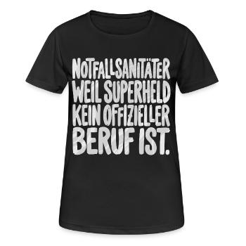 Notfallsanitäter weil superheld kein offizieller - Frauen T-Shirt atmungsaktiv - Schwarz - Vorne - AI Model Female 172 light (172cm)