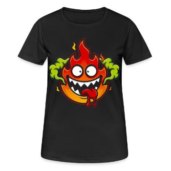 Monstre de Feu Fou - T-shirt respirant Femme - noir - Devant - AI Model Female 172 light (172cm)