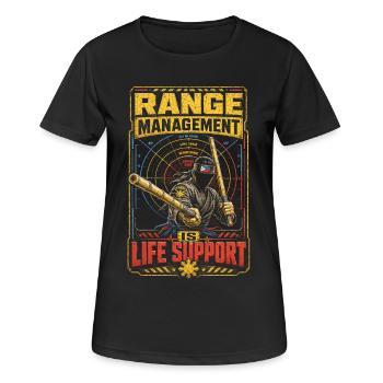 Escrima Arnis Kampfsport Range Management - Frauen T-Shirt atmungsaktiv - Schwarz - Vorne - AI Model Female 172 light (172cm)