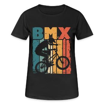 BMX Fahrrad TrickFür BMX-Biker - Frauen T-Shirt atmungsaktiv - Schwarz - Vorne - AI Model Female 172 light (172cm)
