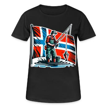 Drapeau de Norvège Angler - T-shirt respirant Femme - noir - Devant - AI Model Female 172 light (172cm)