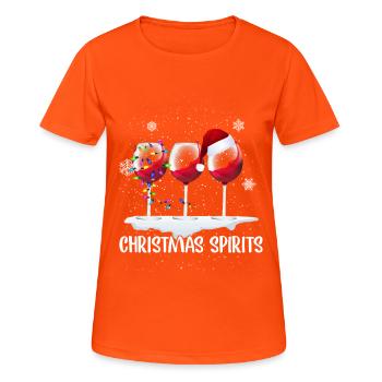 Cadeau amusant de fin d’année pour les fêtes Spirit Spirit Wine - T-shirt respirant Femme - orange néon - Devant - AI Model Female 172 dark (172cm)