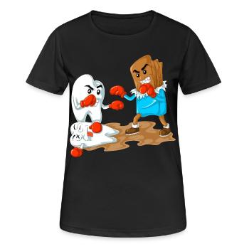 Schokolade vs. Zahnboxen lustiges Zahnarztgeschenk - Frauen T-Shirt atmungsaktiv - Schwarz - Vorne - AI Model Female 172 light (172cm)