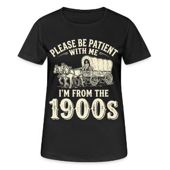 Vater, Vatertag, i'm from the 1900s, Lokomotive - Frauen T-Shirt atmungsaktiv - Schwarz - Vorne - AI Model Female 172 light (172cm)