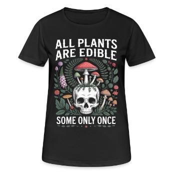 Alle Pflanzen essbare Totenschädelpilze - Frauen T-Shirt atmungsaktiv - Schwarz - Vorne - AI Model Female 172 light (172cm)