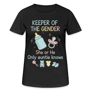 Gender Reveal Hüter des Geschlechts, das sie oder er - Frauen T-Shirt atmungsaktiv - Schwarz - Vorne - AI Model Female 172 light (172cm)