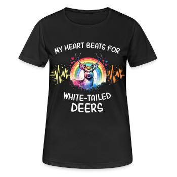 Weisswedelhirsch Herzlinie - Frauen T-Shirt atmungsaktiv - Schwarz - Vorne - AI Model Female 172 light (172cm)