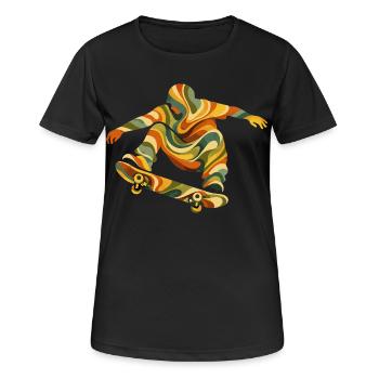 Skateur Vagues Rétro | Design Skate Vintage Psyché - T-shirt respirant Femme - noir - Devant - AI Model Female 172 light (172cm)