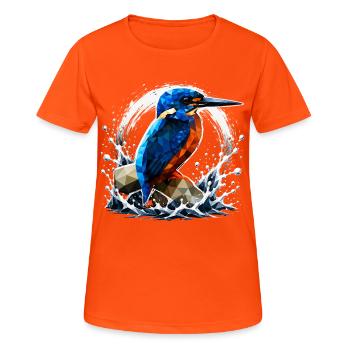 Low-Poly-Eisvögel-Design - Frauen T-Shirt atmungsaktiv - Neonorange - Vorne - AI Model Female 172 dark (172cm)
