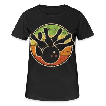 Vintage Bowling Kegel Mit Kugel Für Kegel Club - Frauen T-Shirt atmungsaktiv - Schwarz - Vorne - AI Model Female 172 light (172cm)
