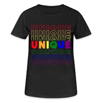 LGBT Gay Pride Month Liebe Ist Einzigartig - Frauen T-Shirt atmungsaktiv - Schwarz - Vorne - AI Model Female 172 light (172cm)