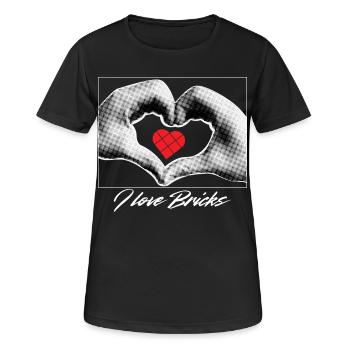 Le cœur dans les mains serrant des blocs - T-shirt respirant Femme - noir - Devant - AI Model Female 172 light (172cm)