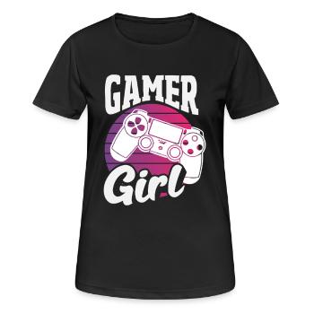Gamer Girl Contrôleur rétro Joueuse vintage - T-shirt respirant Femme - noir - Devant - AI Model Female 172 light (172cm)