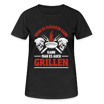 Wenn Es Flüchten Kann Kann Man Es Auch Grillen - Frauen T-Shirt atmungsaktiv - Schwarz - Vorne - AI Model Female 172 light (172cm)
