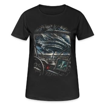 Sturmjäger Meteorologe - Frauen T-Shirt atmungsaktiv - Schwarz - Vorne - AI Model Female 172 light (172cm)