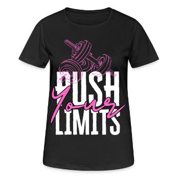 Push Your Limits Fitness Icon - Frauen T-Shirt atmungsaktiv - Schwarz - Vorne - AI Model Female 172 light (172cm)