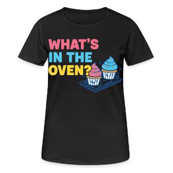 Geschlechterenthüllung Was im Ofen ist Babyparty - Frauen T-Shirt atmungsaktiv - Schwarz - Vorne - AI Model Female 172 light (172cm)