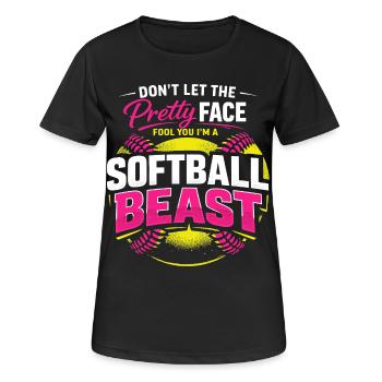 Softball-Humorspielerin Sportmädchen Pink Gift - Frauen T-Shirt atmungsaktiv - Schwarz - Vorne - AI Model Female 172 light (172cm)