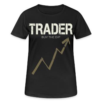 Trader : Achetez la baisse pour le day trader et la cryptomonnaie - T-shirt respirant Femme - noir - Devant - AI Model Female 172 light (172cm)