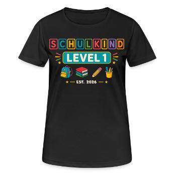 Inscription scolaire de niveau 1 pour enfants scolaires 2026 - T-shirt respirant Femme - noir - Devant - AI Model Female 172 light (172cm)