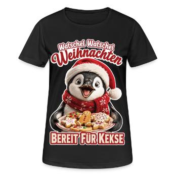 Watschel Watschel Weihnachten Pinguin - Frauen T-Shirt atmungsaktiv - Schwarz - Vorne - AI Model Female 172 light (172cm)