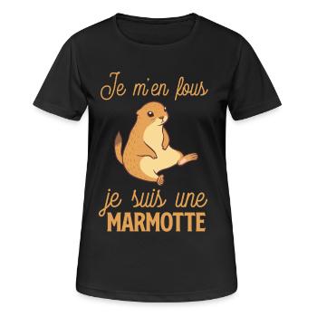 Marmotte décontractée, je m'en fous - T-shirt respirant Femme - noir - Devant - AI Model Female 172 light (172cm)