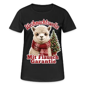 Weihnachtswolle mit Flausch Garantie - Frauen T-Shirt atmungsaktiv - Schwarz - Vorne - AI Model Female 172 light (172cm)