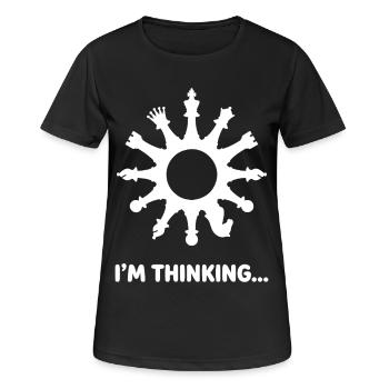 I'm Thinking Game of Chess - Frauen T-Shirt atmungsaktiv - Schwarz - Vorne - AI Model Female 172 light (172cm)