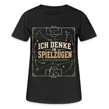Fußball Taktik Ich denke in Spielzügen Shirt - Frauen T-Shirt atmungsaktiv - Schwarz - Vorne - AI Model Female 172 light (172cm)