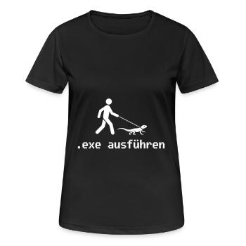 exe ausführen - Frauen T-Shirt atmungsaktiv - Schwarz - Vorne - AI Model Female 172 light (172cm)