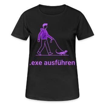 .exe ausführen ADMIN Lila - Frauen T-Shirt atmungsaktiv - Schwarz - Vorne - AI Model Female 172 light (172cm)