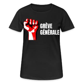 Poing Levé Manif Syndicaliste En grève Générale - T-shirt respirant Femme - noir - Devant - AI Model Female 172 light (172cm)