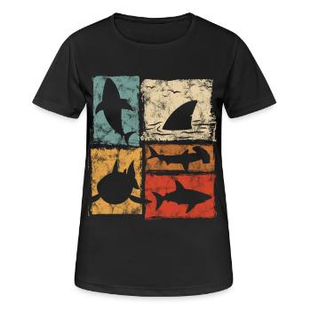 Retro Shark Perspectives Graphic - Women's Breathable T-Shirt - black - Front - AI Model Female 172 light (172cm)