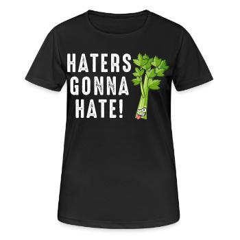 Haters Gonna Hate Celery Cartoon - Women's Breathable T-Shirt - black - Front - AI Model Female 172 light (172cm)