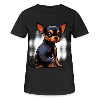Pinscher miniature Pinscher Pinscher Pinscher Propriétaire Minpin - T-shirt respirant Femme - noir - Devant - AI Model Female 172 light (172cm)