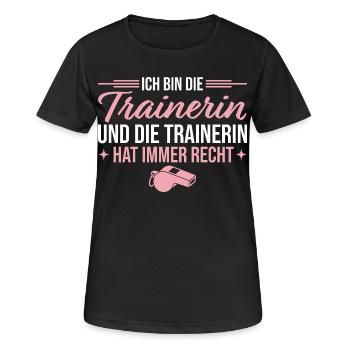 Trainerin hat immer recht Fußballtrainerin - Frauen T-Shirt atmungsaktiv - Schwarz - Vorne - AI Model Female 172 light (172cm)