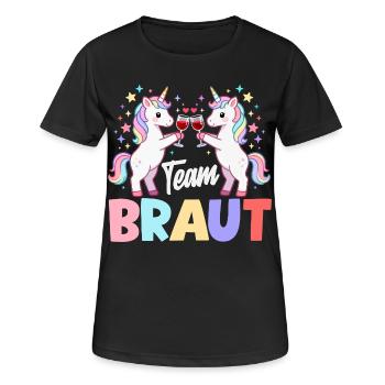 Team Bride Bachelor Party Unicorn Wine Booze Bridal Shower Picture - Women's Breathable T-Shirt - black - Front - AI Model Female 172 light (172cm)