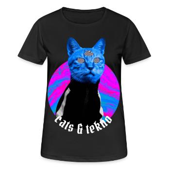 Cats and Tekno - Tekno Rave Party Humor Party - Women's Breathable T-Shirt - black - Front - AI Model Female 172 light (172cm)