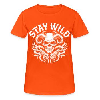 Stay Wild Skull Ornament Horns - Women's Breathable T-Shirt - neon orange - Front - AI Model Female 172 dark (172cm)
